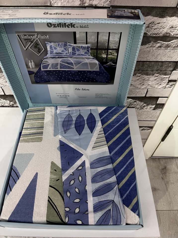 Özdilek Natural Patch Mavi Gri Pike Takımı - Görsel 2