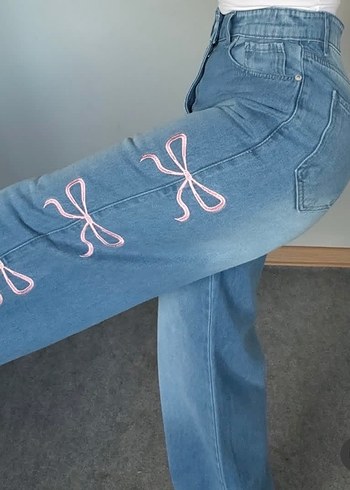 Mavi Bol Kesim Düğmeli Jean - Görsel 2