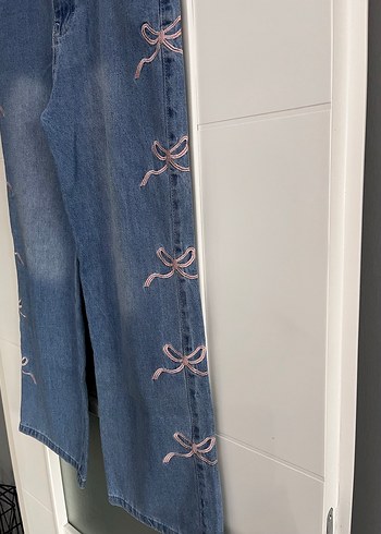 Mavi Bol Kesim Düğmeli Jean - Görsel 8