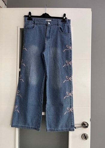 Mavi Bol Kesim Düğmeli Jean - Görsel 7