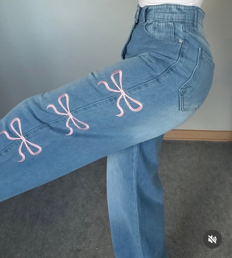 Mavi Bol Kesim Düğmeli Jean - Görsel 2