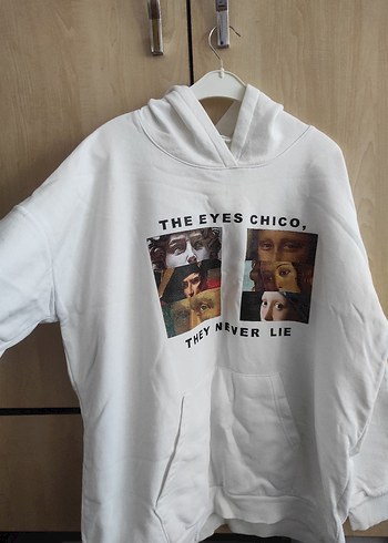 Beyaz Baskılı Kadın Sweatshirt Kapüşonlu