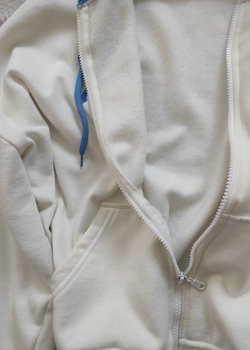 Defacto Beyaz Kapüşonlu Fermuarlı Kadın Sweatshirt