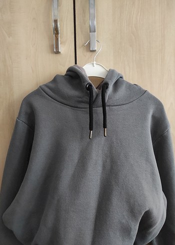 Gri Kadın Kapüşonlu Sweatshirt