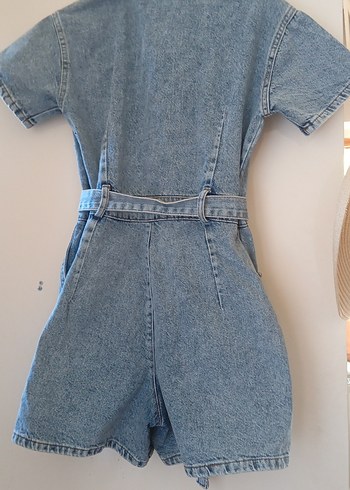 36 Beden Düğmeli Denim Kısa Tulum