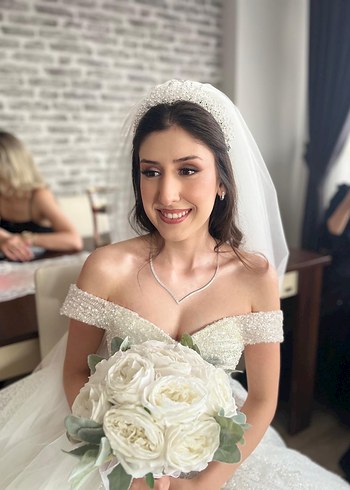 34 Beden beyaz Renk Modern Klasik Beyaz A Kesim Gelinlik