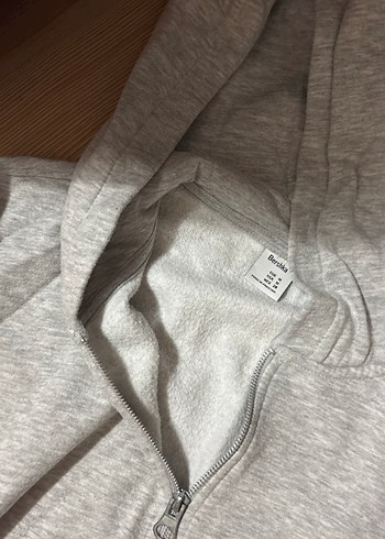 Bershka Gri Kapüşonlu Fermuarlı Kadın Sweatshirt bershka
