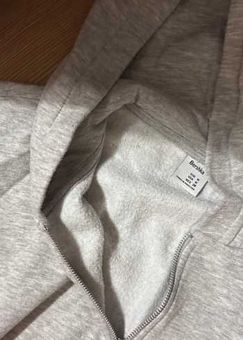 s Beden Gri Kapüşonlu Fermuarlı Kadın Sweatshirt bershka