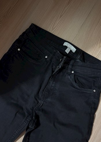 H&M Siyah Kadın Slim Fit Midi Denim Pantolon Hm