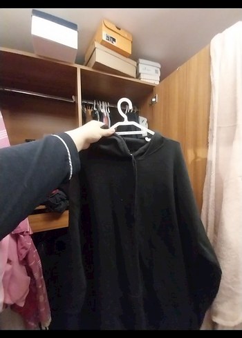 Siyah Fermuarlı Midi Kadın swetshirt