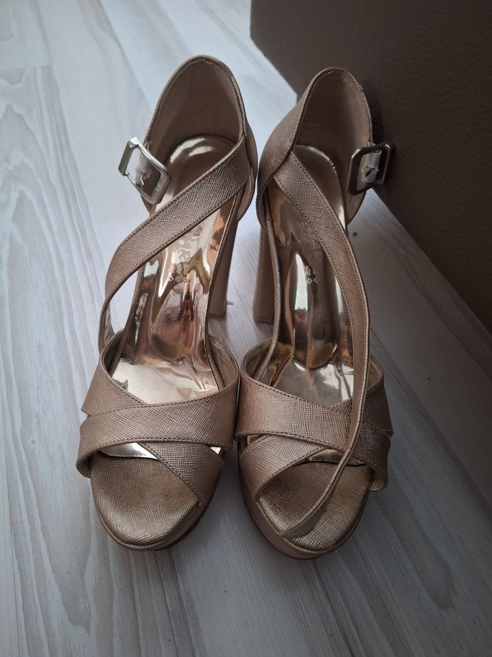 Bej Yılan desenli yüksek topuklu Ayakkabı - Görsel 3