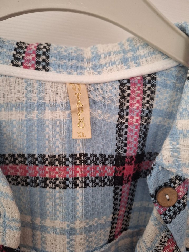 Mavi Ekose Düğmeli Kadın Gömlek - Görsel 2