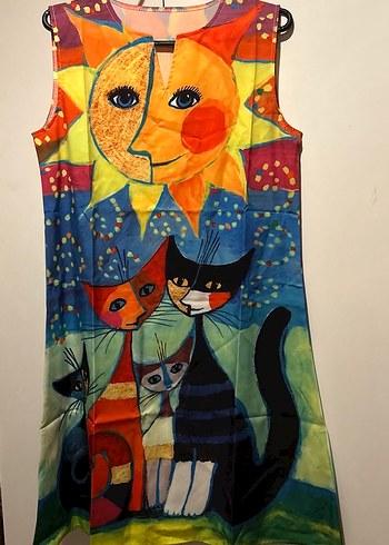 Renkli Baskılı Kedi Kıyafeti - Görsel 4