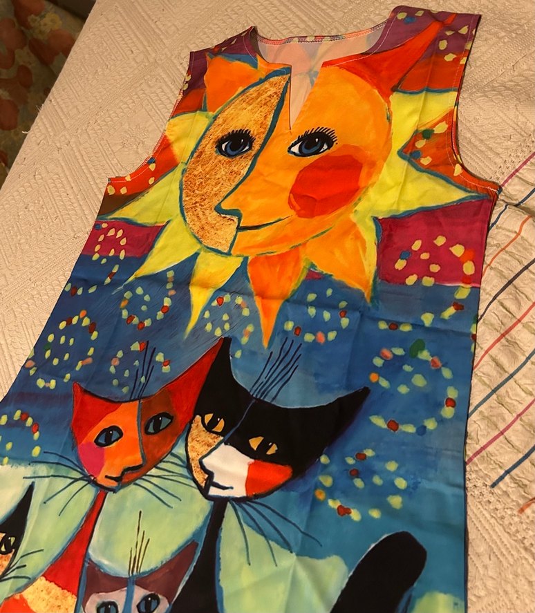 Renkli Baskılı Kedi Kıyafeti - Görsel 2