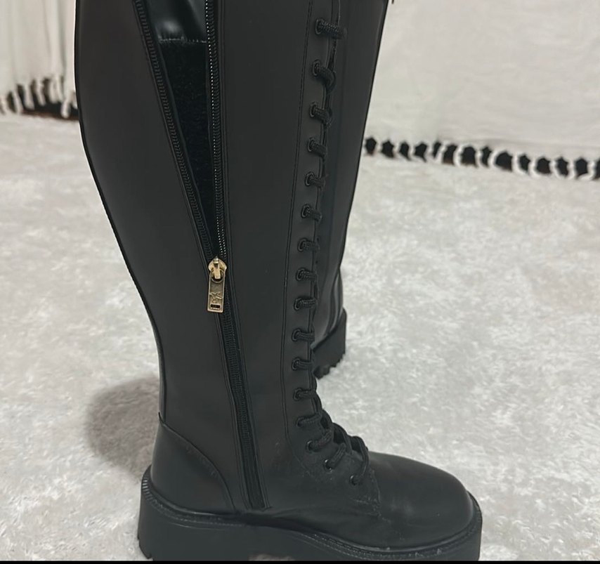 Fermuarlı Siyah Deri Çizme - Görsel 3