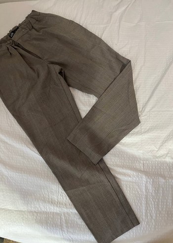 Kemerli Kahverengi Keten Kadın Pantolon - Görsel 2