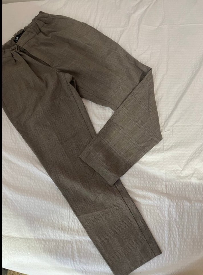 Kemerli Kahverengi Keten Kadın Pantolon - Görsel 2