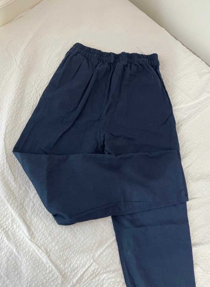 Lacivert Midi Kadın Kumaş Pantolon - Görsel 2