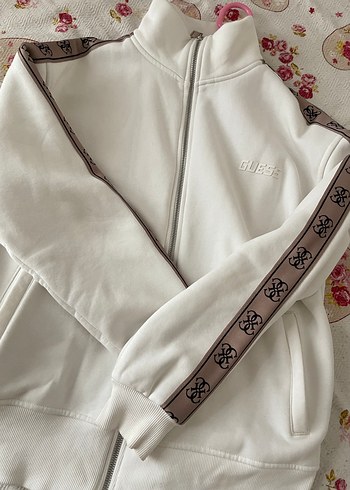 Beyaz Fermuarlı Kadın Spor Ceket - Görsel 3