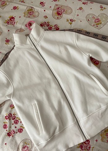 Beyaz Fermuarlı Kadın Spor Ceket - Görsel 2