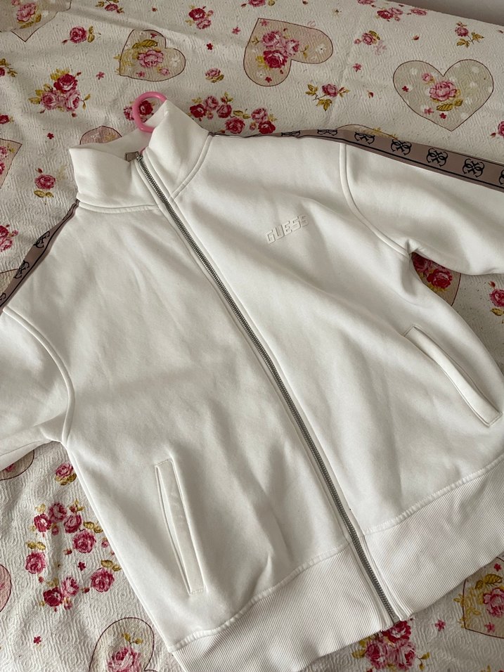Beyaz Fermuarlı Kadın Spor Ceket - Görsel 2
