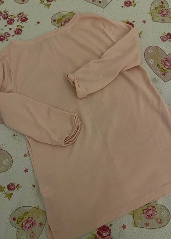 Pembe Uzun Kollu Kız Tişörtü Payetli Baskılı - Görsel 5