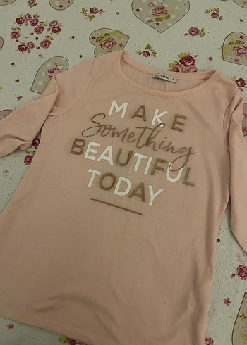 Pembe Uzun Kollu Kız Tişörtü Payetli Baskılı - Görsel 2