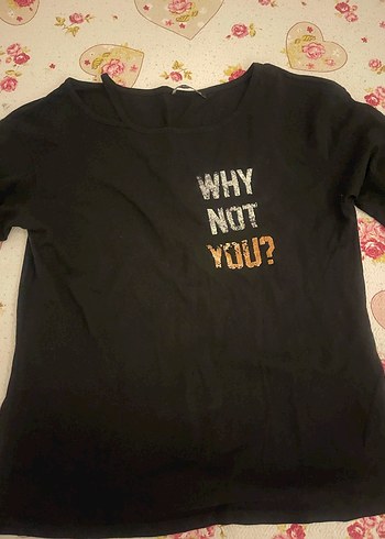 Siyah Baskılı Kadın Tişört - Görsel 4