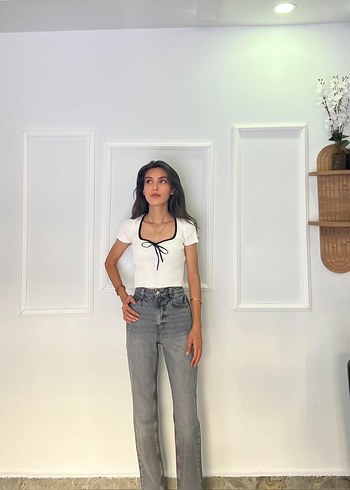 Zara Siyah Kesik Paça Jeans