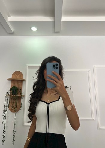 universal Beden Bağlamalı Kadın Crop Beyaz