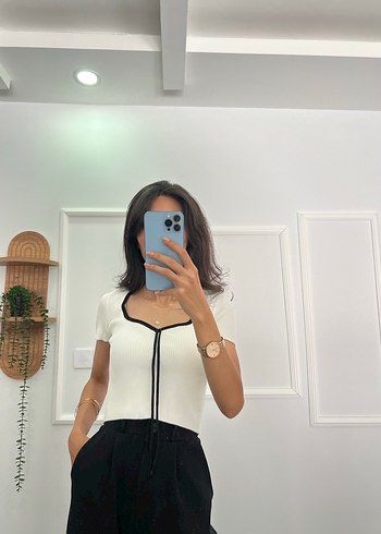 Bağlamalı Kadın Crop Beyaz