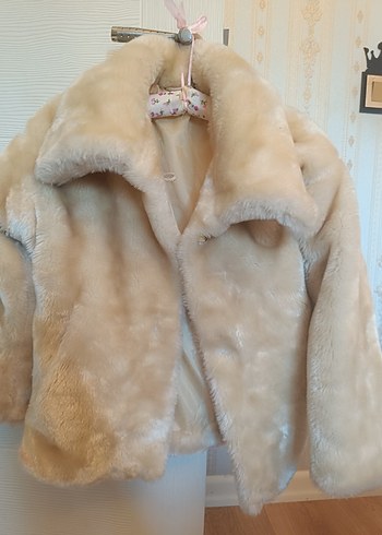 Bej Kadın Peluş Vintage Ceket