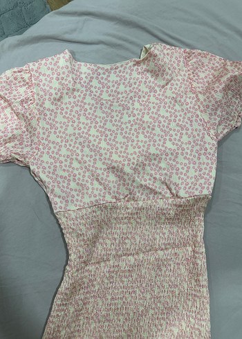 s Beden Dantel Detaylı Pembe Mini Elbise