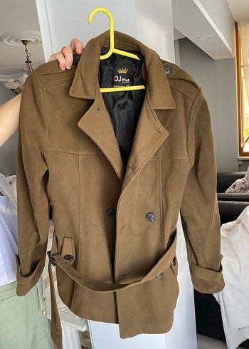 Kahverengi Süet Kemerli Unisex Trençkot