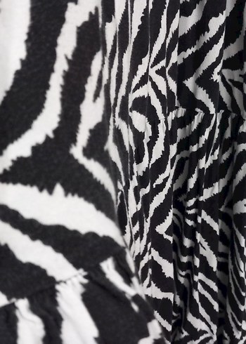 Gri Zebra Desenli Uzun elbise