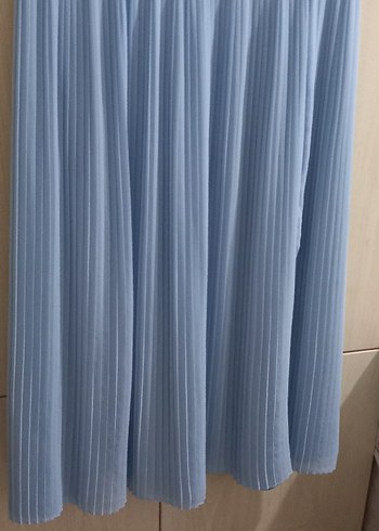 Kadın Mavi Pliseli Uzun Etek - Görsel 2