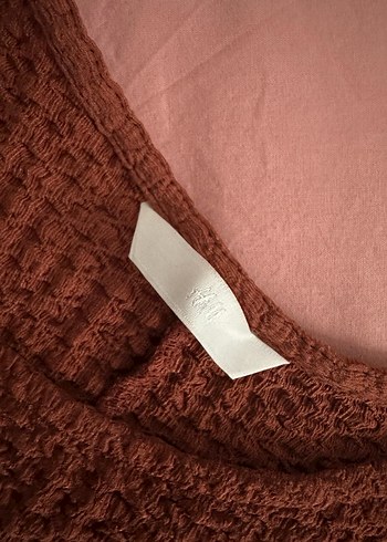 H&M Bohem V Yakalı Kahverengi Örgü Elbise