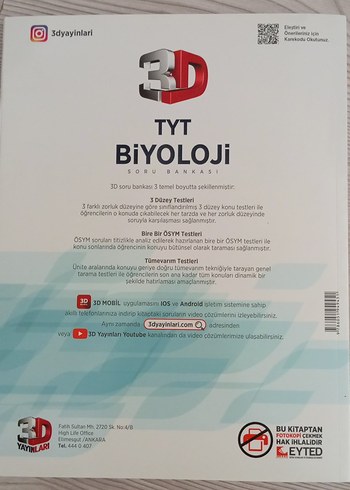Beden TYT Biyoloji Soru Bankası 3D Video Çözümlü
