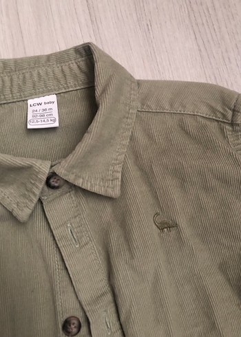 Erkek Çocuk Haki Keten Uzun Kollu Gömlek - Görsel 2
