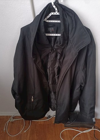 xl Beden siyah Renk Erkek Siyah Fermuarlı Uzun Kollu mont