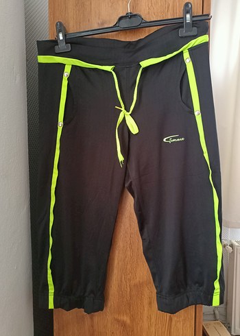 Siyah-Yeşil   bayan Spor Kapri - Görsel 3