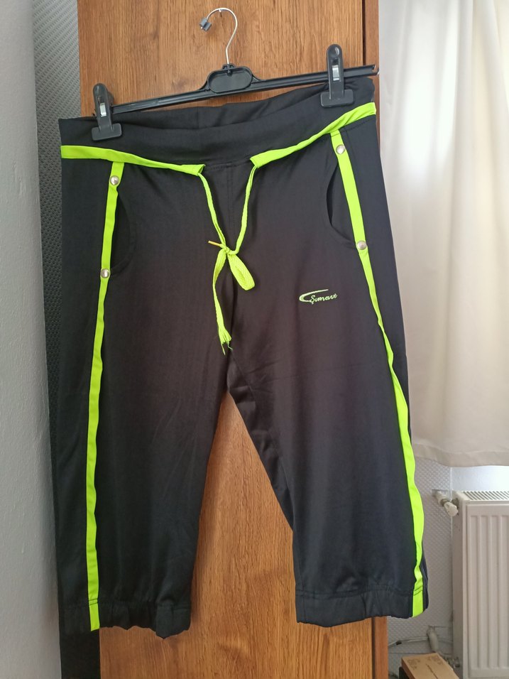 Siyah-Yeşil   bayan Spor Kapri - Görsel 5