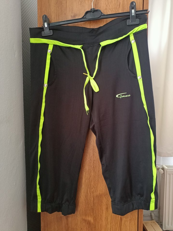 Siyah-Yeşil   bayan Spor Kapri - Görsel 3