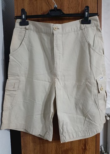 Erkek Bej Kemerli Rahat Pamuk Şort - Görsel 3