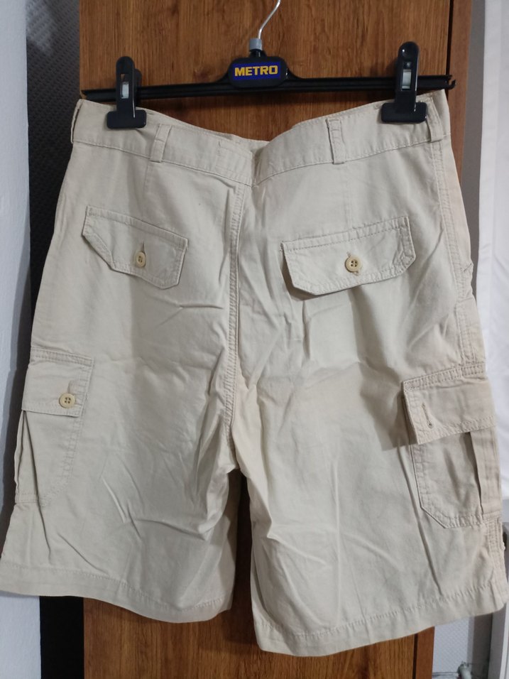 Erkek Bej Kemerli Rahat Pamuk Şort - Görsel 2