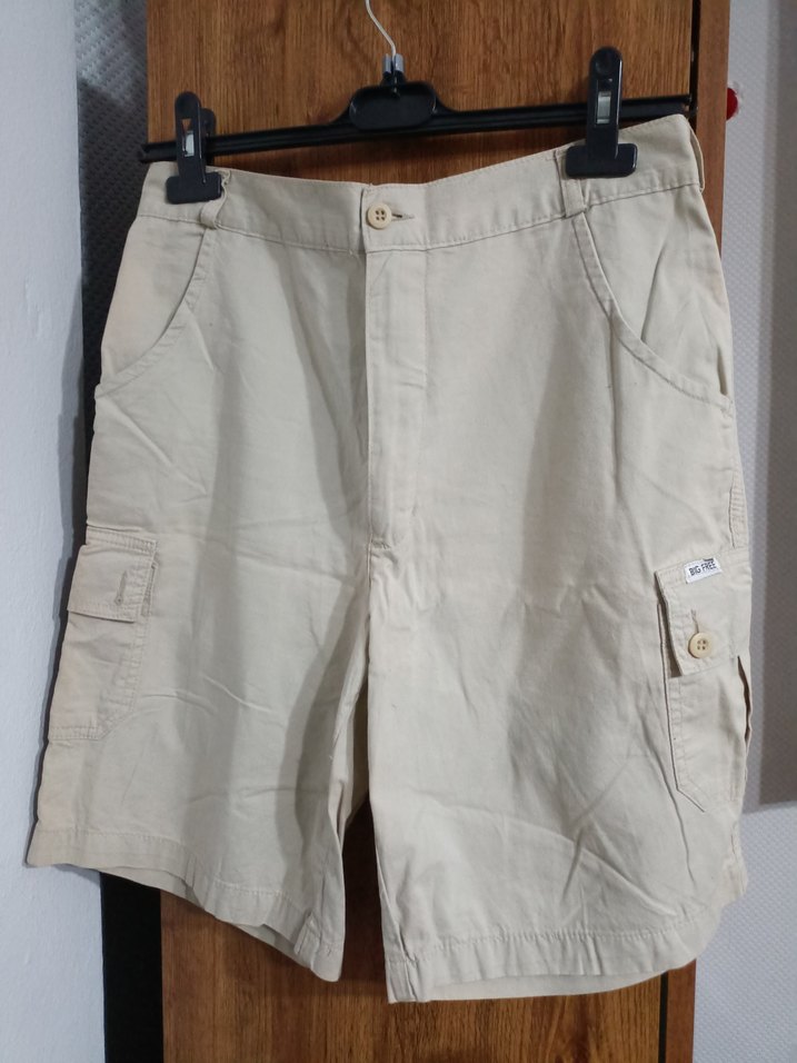 Erkek Bej Kemerli Rahat Pamuk Şort - Görsel 5