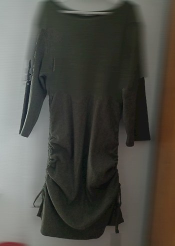 Haki Uzun Kollu  Triko Elbise - Görsel 3