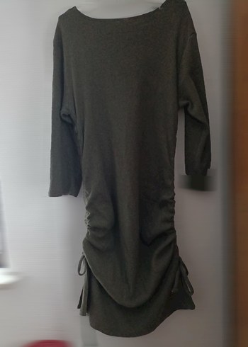 Haki Uzun Kollu  Triko Elbise - Görsel 5