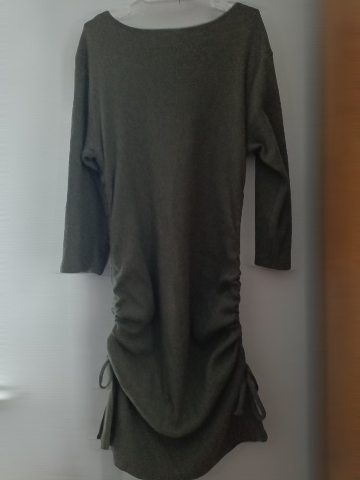 Haki Uzun Kollu  Triko Elbise - Görsel 4