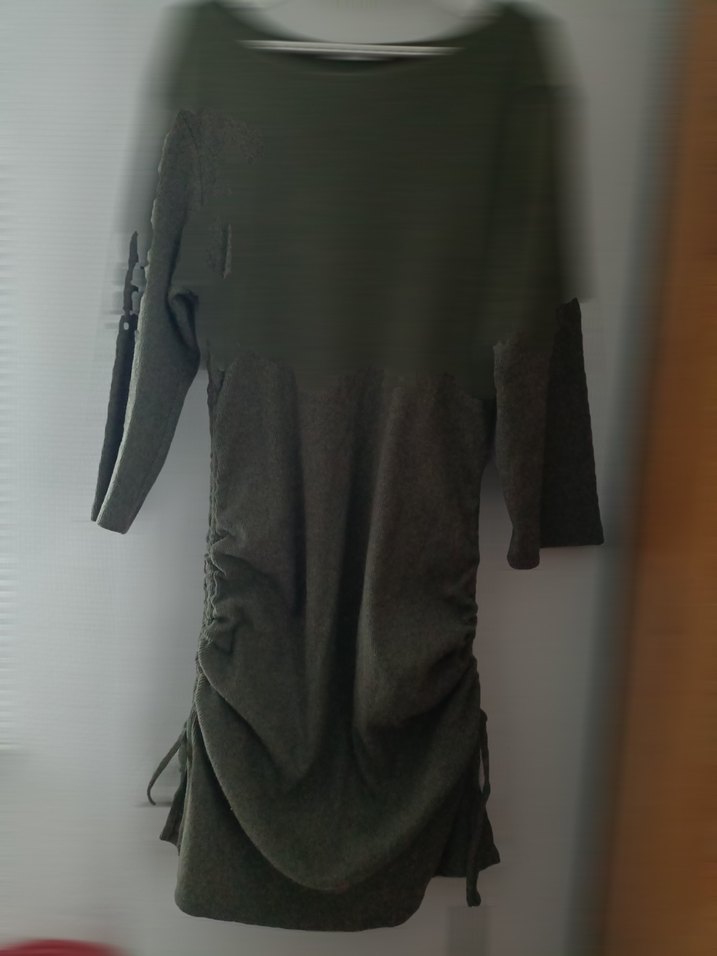 Haki Uzun Kollu  Triko Elbise - Görsel 3